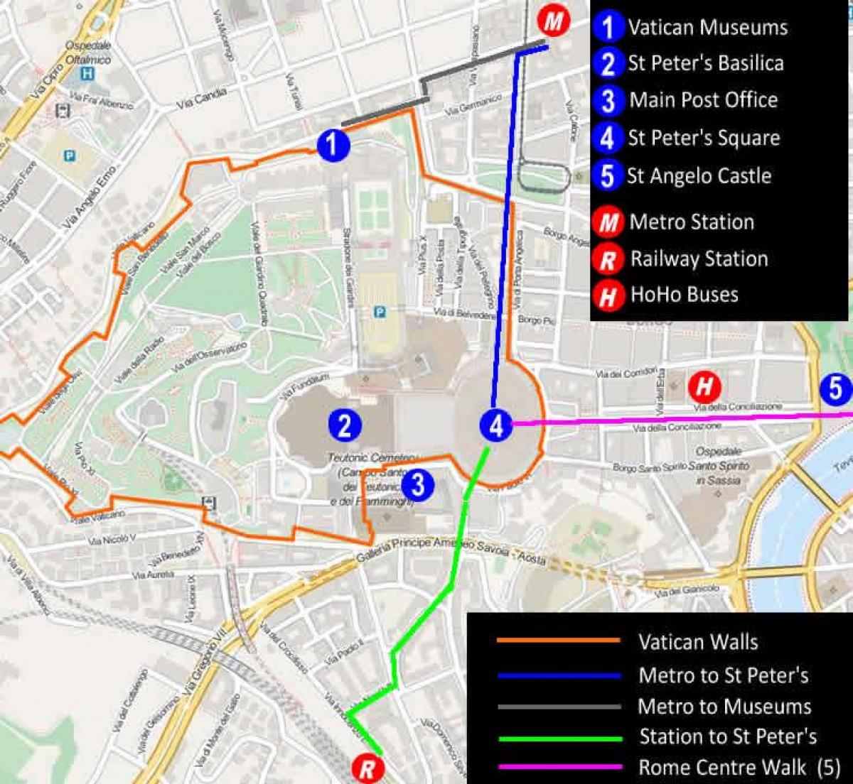 प्रवेश द्वार के लिए वेटिकन संग्रहालय का नक्शा